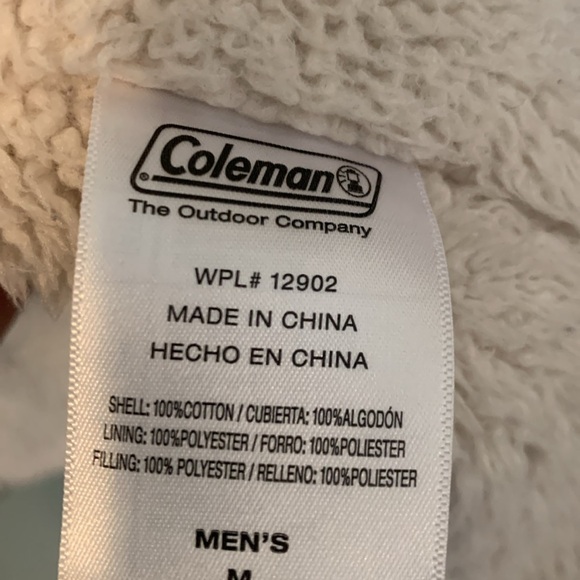 Coleman Thick Sherpa Fleece Lined Khaki Twill Cotton Utility Jacket Men’s Medium - Picture 10 of 10